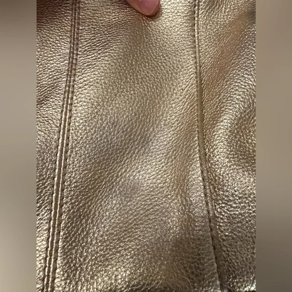 Michael Kors Metallic Gold Leather Drawstring Shoulder Bag. - Picture 12 of 16